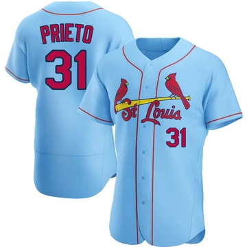 St. Louis Cardinals ＃31 Cesar Prieto Men's Authentic Alternate Jersey - Light Blue