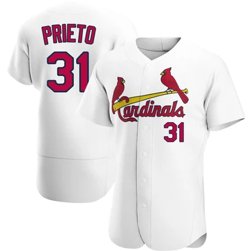 St. Louis Cardinals ＃31 Cesar Prieto Men's Authentic Home Jersey - White