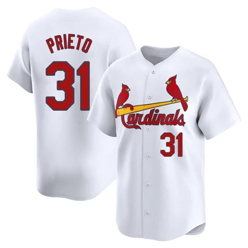 St. Louis Cardinals ＃31 Cesar Prieto Men's Limited Home Jersey - White
