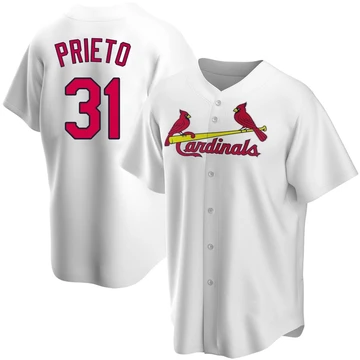 St. Louis Cardinals ＃31 Cesar Prieto Men's Replica Home Jersey - White