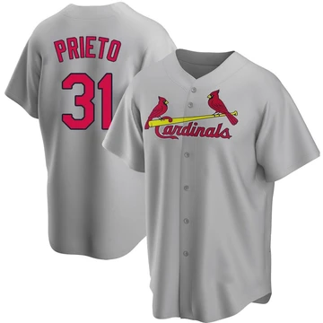 St. Louis Cardinals ＃31 Cesar Prieto Men's Replica Road Jersey - Gray