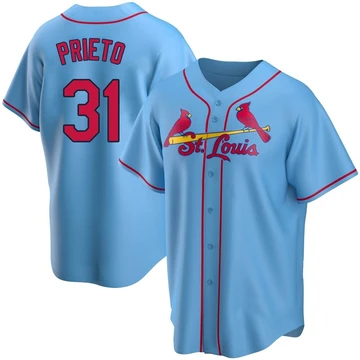 St. Louis Cardinals ＃31 Cesar Prieto Youth Replica Alternate Jersey - Light Blue
