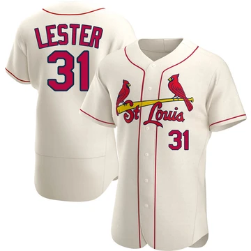St. Louis Cardinals ＃31 Jon Lester Men's Authentic Alternate Jersey - Cream