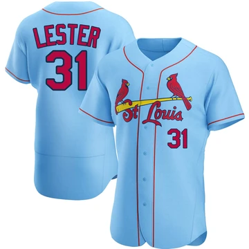 St. Louis Cardinals ＃31 Jon Lester Men's Authentic Alternate Jersey - Light Blue