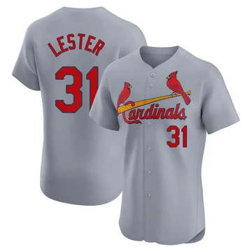 St. Louis Cardinals ＃31 Jon Lester Men's Elite Road Jersey - Gray
