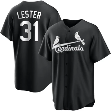 St. Louis Cardinals ＃31 Jon Lester Men's Replica Jersey - Black/White