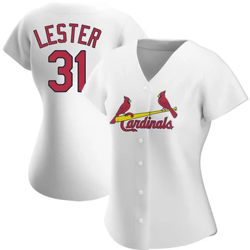 St. Louis Cardinals ＃31 Jon Lester Women's Replica Home Jersey - White