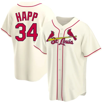 St. Louis Cardinals ＃34 J.A. Happ Men's Replica Alternate Jersey - Cream