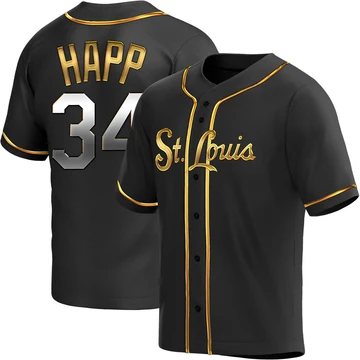 St. Louis Cardinals ＃34 J.A. Happ Men's Replica Black en Alternate Jersey - Gold