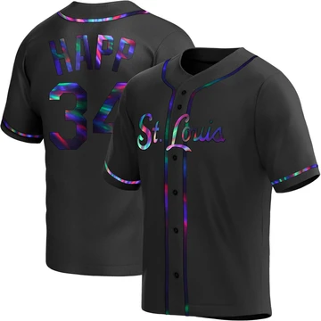 St. Louis Cardinals ＃34 J.A. Happ Men's Replica Holographic Alternate Jersey - Black