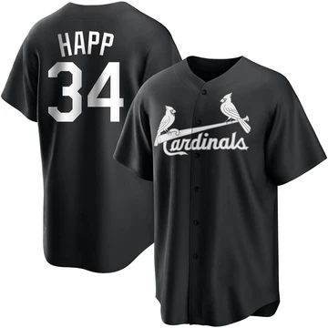 St. Louis Cardinals ＃34 J.A. Happ Men's Replica Jersey - Black/White