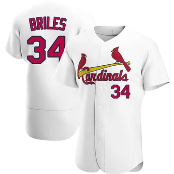St. Louis Cardinals ＃34 Nelson Briles Men's Authentic Home Jersey - White