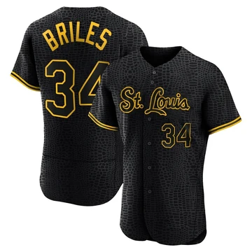 St. Louis Cardinals ＃34 Nelson Briles Men's Authentic Snake Skin City Jersey - Black