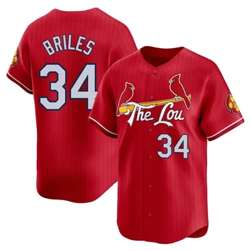 St. Louis Cardinals ＃34 Nelson Briles Men's Limited 2024 City Connect Jersey - Red