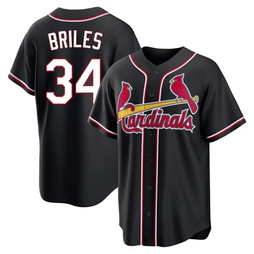 St. Louis Cardinals ＃34 Nelson Briles Men's Replica Fashion Out Jersey - Black