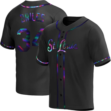St. Louis Cardinals ＃34 Nelson Briles Men's Replica Holographic Alternate Jersey - Black
