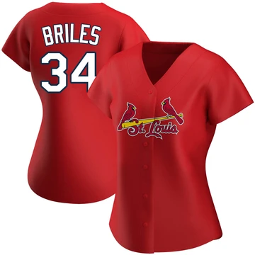 St. Louis Cardinals ＃34 Nelson Briles Women's Authentic Alternate Jersey - Red