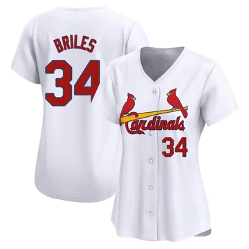 St. Louis Cardinals ＃34 Nelson Briles Women's Limited Home Jersey - White