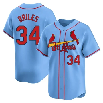 St. Louis Cardinals ＃34 Nelson Briles Youth Limited Alternate Jersey - Light Blue