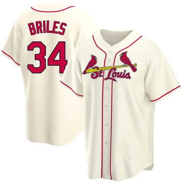 St. Louis Cardinals ＃34 Nelson Briles Youth Replica Alternate Jersey - Cream