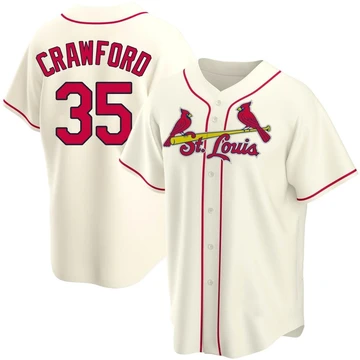 St. Louis Cardinals ＃35 Brandon Crawford Men's Replica Alternate Jersey - Cream