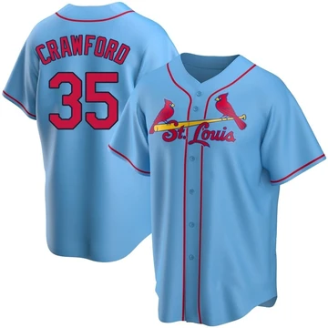 St. Louis Cardinals ＃35 Brandon Crawford Men's Replica Alternate Jersey - Light Blue