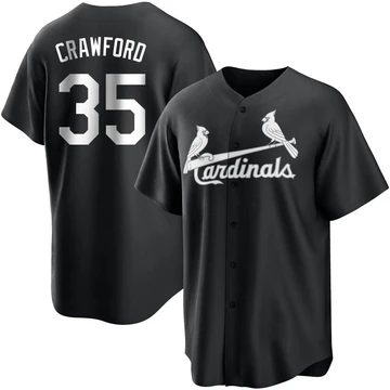 St. Louis Cardinals ＃35 Brandon Crawford Men's Replica Jersey - Black/White