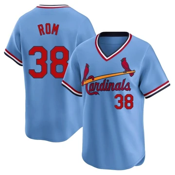 St. Louis Cardinals ＃38 Drew Rom Men's Limited Cooperstown Collection Jersey - Light Blue