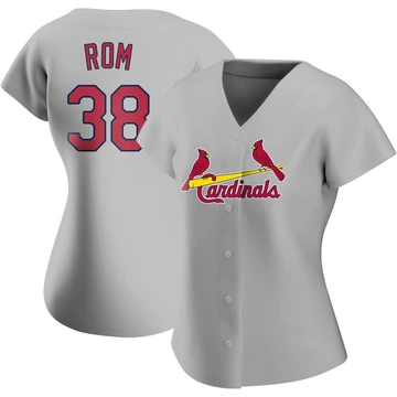St. Louis Cardinals ＃38 Drew Rom Women's Authentic Road Jersey - Gray