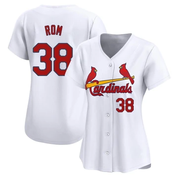 St. Louis Cardinals ＃38 Drew Rom Women's Limited Home Jersey - White