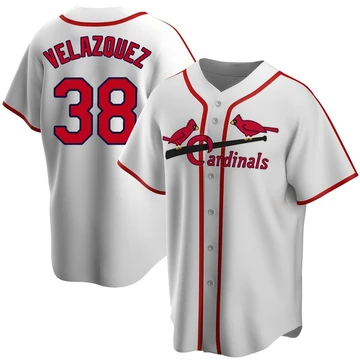 St. Louis Cardinals ＃38 Nelson Velazquez Men's Limited Home Cooperstown Collection Jersey - White
