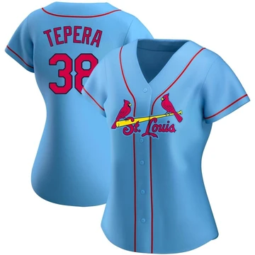 St. Louis Cardinals ＃38 Ryan Tepera Women's Authentic Alternate Jersey - Light Blue