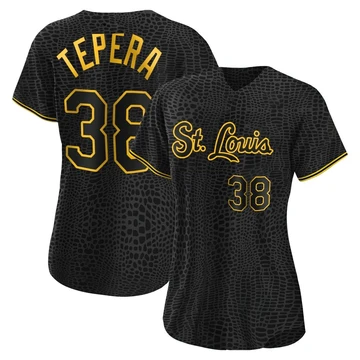 St. Louis Cardinals ＃38 Ryan Tepera Women's Authentic Snake Skin City Jersey - Black