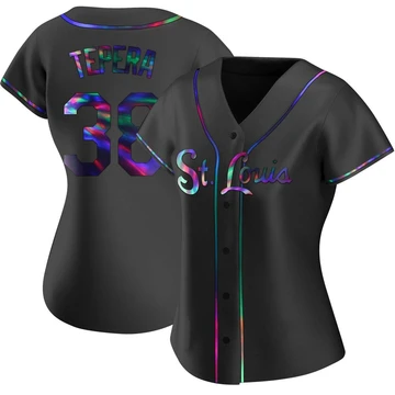 St. Louis Cardinals ＃38 Ryan Tepera Women's Replica Holographic Alternate Jersey - Black