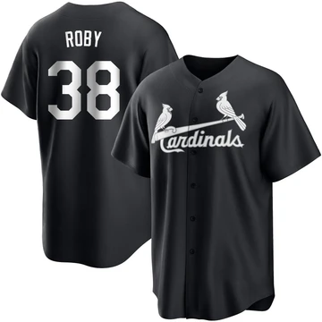 St. Louis Cardinals ＃38 Tekoah Roby Men's Replica Jersey - Black/White