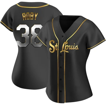 St. Louis Cardinals ＃38 Tekoah Roby Women's Replica Black en Alternate Jersey - Gold
