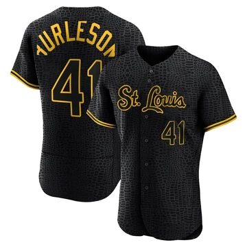 St. Louis Cardinals ＃41 Alec Burleson Men's Authentic Snake Skin City Jersey - Black