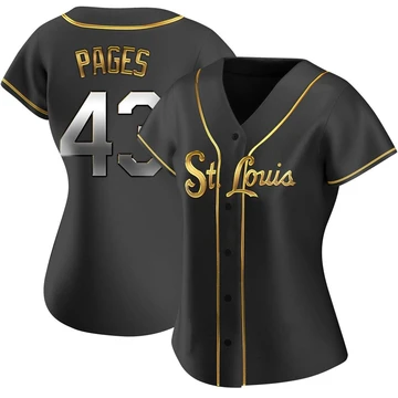 St. Louis Cardinals ＃43 Pedro Pages Women's Replica Black en Alternate Jersey - Gold