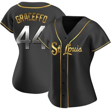 St. Louis Cardinals ＃44 Gordon Graceffo Women's Replica Black en Alternate Jersey - Gold