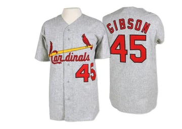 St. Louis Cardinals ＃45 Bob Gibson Men's Authentic 1967 Throwback Jersey - Grey