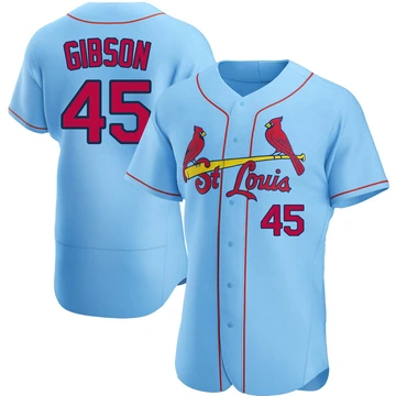 St. Louis Cardinals ＃45 Bob Gibson Men's Authentic Alternate Jersey - Light Blue