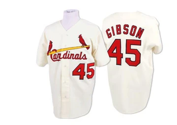 St. Louis Cardinals ＃45 Bob Gibson Men's Authentic Throwback Jersey - Cream