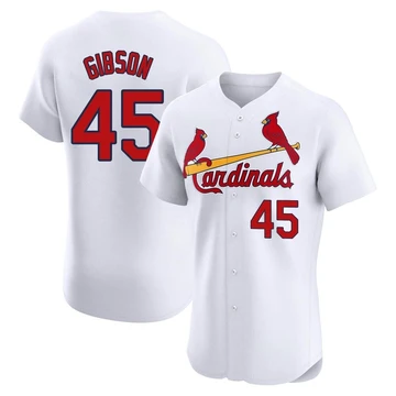St. Louis Cardinals ＃45 Bob Gibson Men's Elite Home Jersey - White
