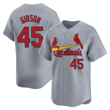 St. Louis Cardinals ＃45 Bob Gibson Men's Limited Away Jersey - Gray