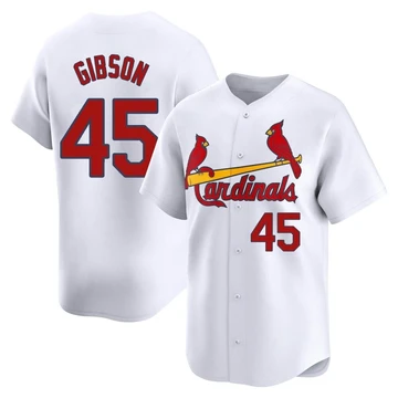 St. Louis Cardinals ＃45 Bob Gibson Men's Limited Home Jersey - White