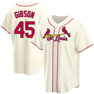 St. Louis Cardinals ＃45 Bob Gibson Men's Replica Alternate Jersey - Cream