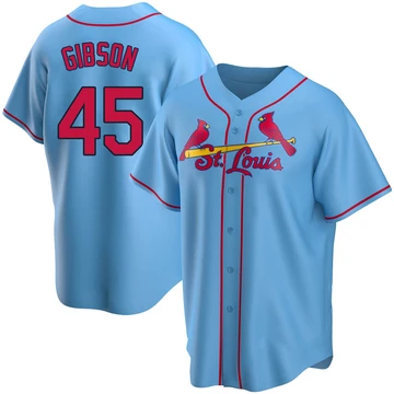 St. Louis Cardinals ＃45 Bob Gibson Men's Replica Alternate Jersey - Light Blue