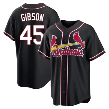 St. Louis Cardinals ＃45 Bob Gibson Men's Replica Fashion Out Jersey - Black