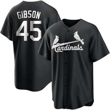 St. Louis Cardinals ＃45 Bob Gibson Men's Replica Jersey - Black/White