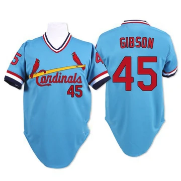 St. Louis Cardinals ＃45 Bob Gibson Men's Replica Throwback Jersey - Blue
